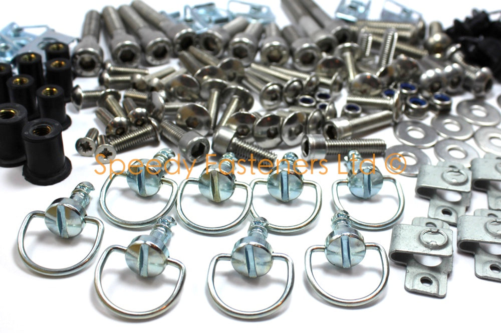 158 Piece Universal Race Track Pack Fairing Frame Bolts Fixings Dzus ...