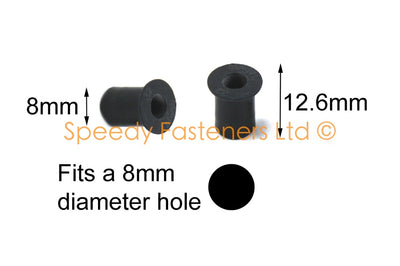 Rubber Well Nuts m4 (8mm diameter body)